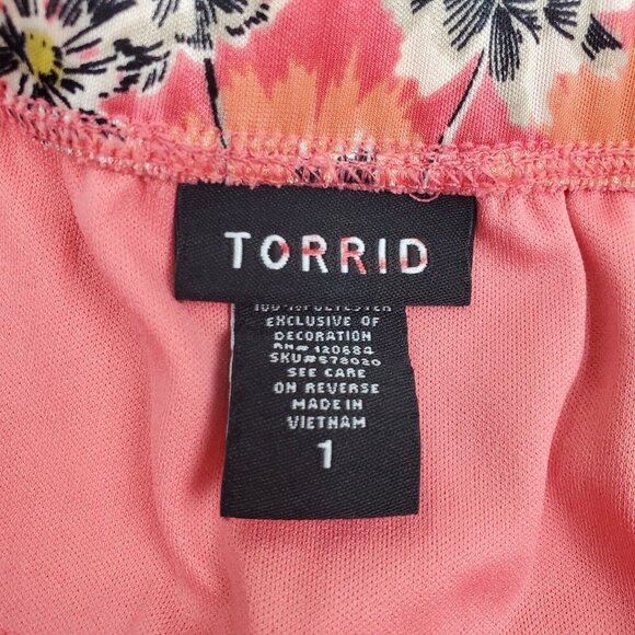 Torrid Womens Pink Floral Tube Top Plus Size 1X Elastic Back Missing Straps - Picture 7 of 12
